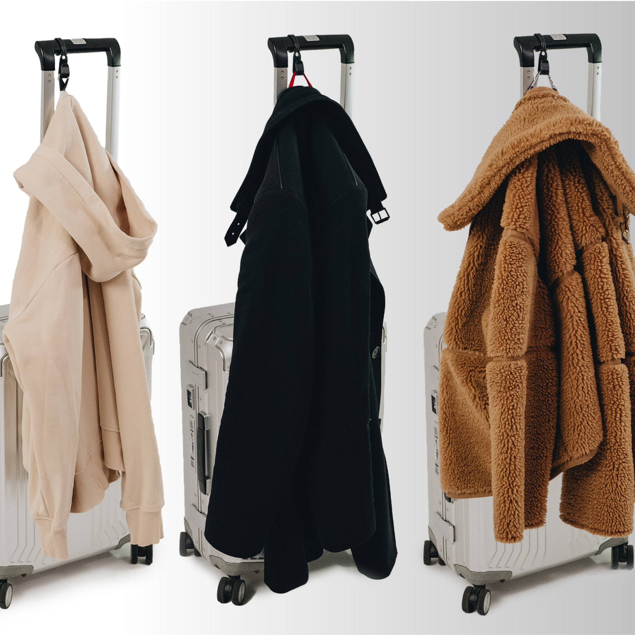The Luggage Hook is suitable for any Clothing Item. Travel Gadget. Travel Essential. Travel Accessory.